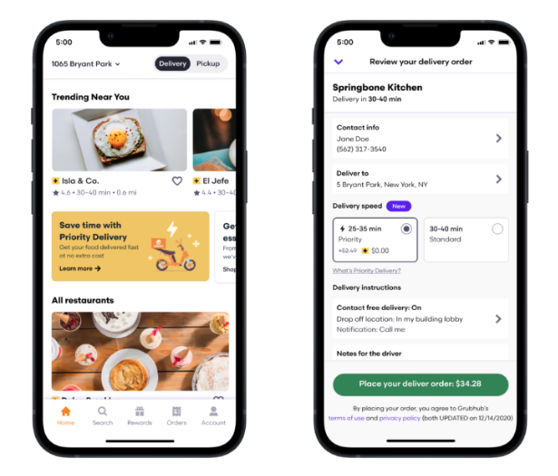 Priority Delivery UI showing faster delivery option